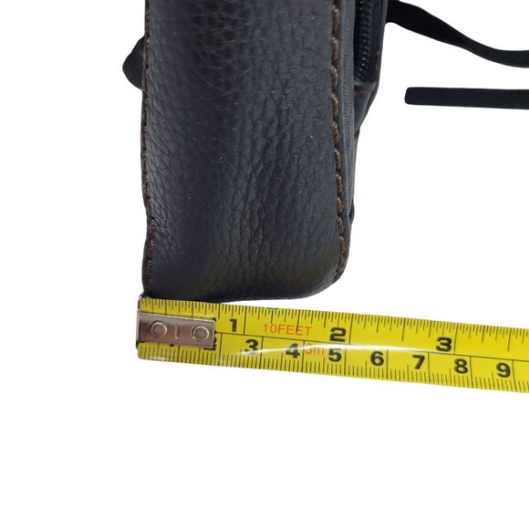 Fossil Vintage Black Leather Flap Crossbody Handbag with Brass Turn Lock - Picture 13 of 14